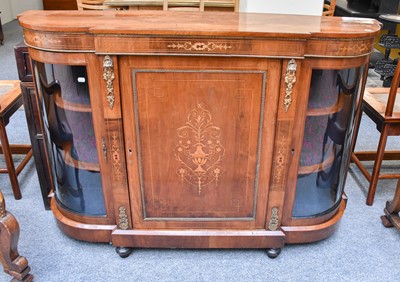 Lot 1243 - A Victorian Inlaid Walnut Credenza, with gilt...