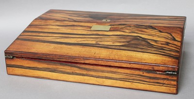 Lot 1012 - A Victorian Zebra Wood Writing Slope, 38cm by...