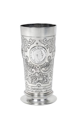 Lot 2262 - A German Silver and Coin Set Beaker