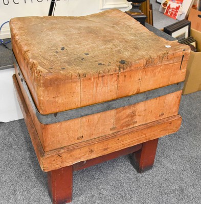 Lot 1242 - A Butcher's Block, 59cm square by 70cm