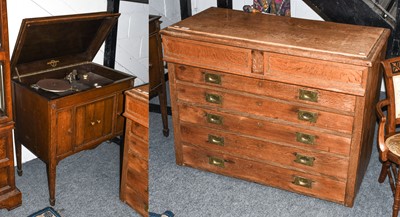 Lot 1225 - A small oak chest, the rectangular top over...