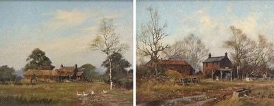 Lot 1140 - James Wright (b.1935) Farmyard with Geese...