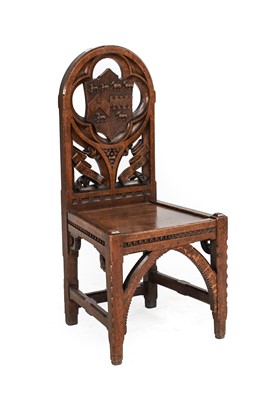 Lot 670 - A Victorian Carved Oak Hall Chair, late 19th...