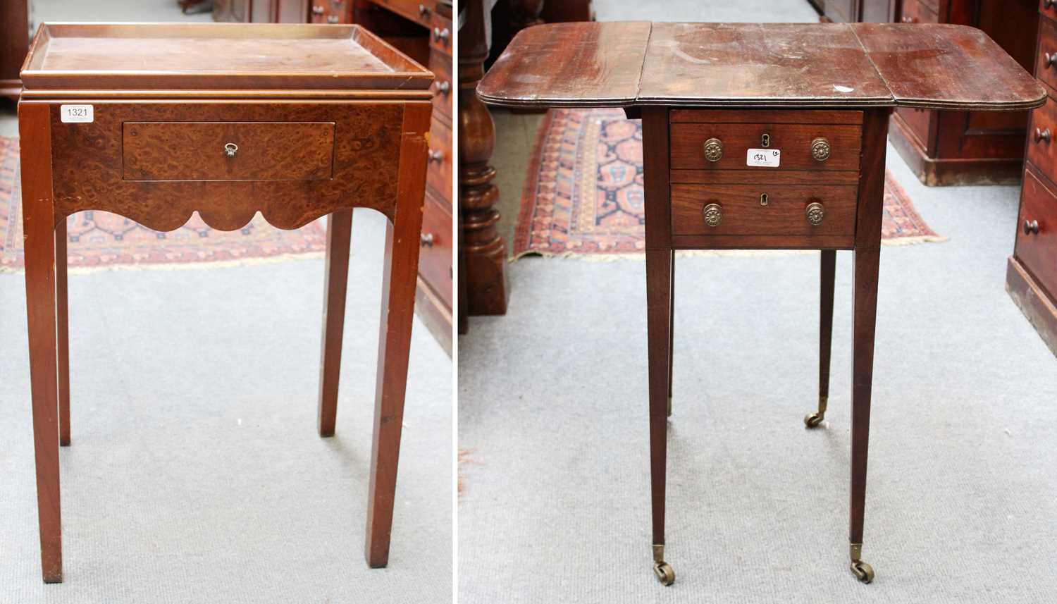 Lot 1321 A Modern Burr Walnut Tray Top Side Table,