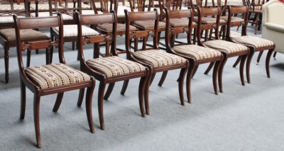 Lot 1357 - A Set of Six Regency Sabre Leg Dining Chairs