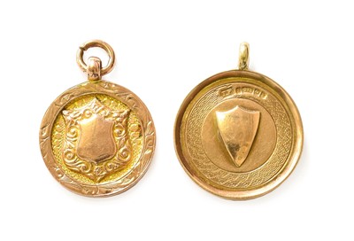 Lot 19 - Two 9 Carat Gold Medallions, lengths 3.0cm and...