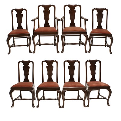 Lot 279 - A Set of Eight (6+2) Queen Anne Style Mahogany...