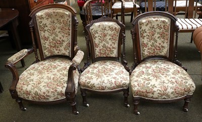 Lot 1424 - A Victorian Mahogany Framed Open Armchair, on...