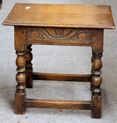 Lot 1385 - An Early 20th Century Oak Joint Stool, with...