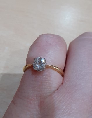 Lot 2053 - A Diamond Solitaire Ring the old cut diamond...