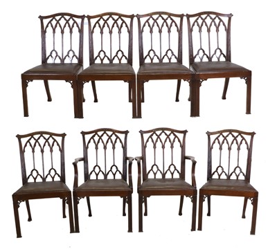 Lot 273 - A Set of Eight (6+2) Carved Mahogany Dining...