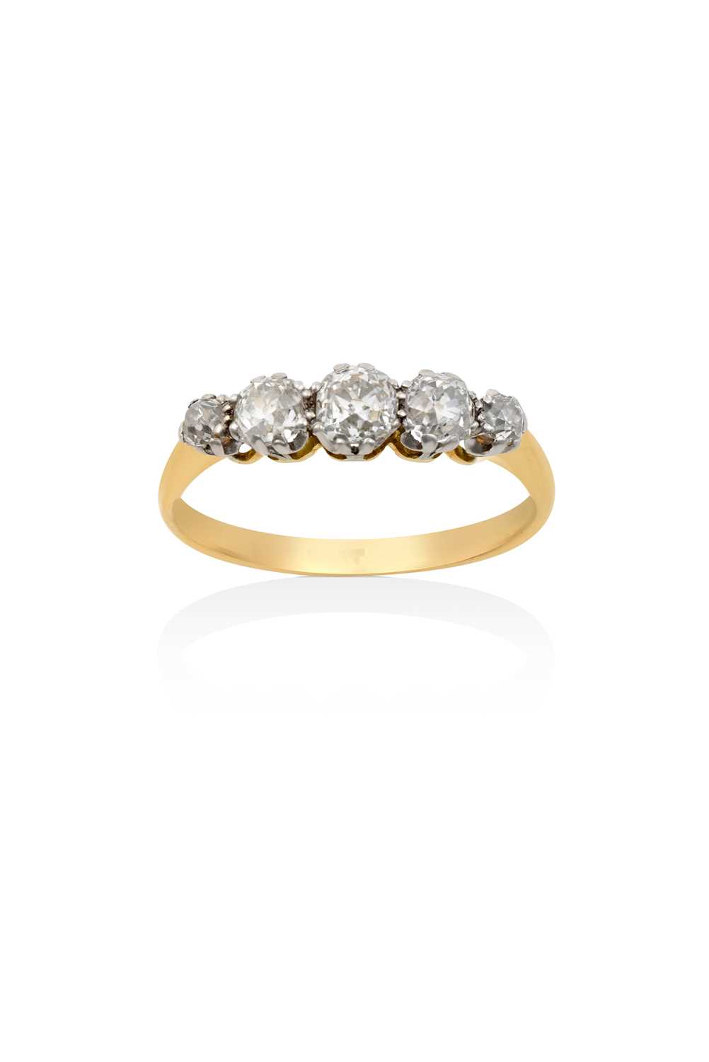 Lot 2183 - A Diamond Five Stone Ring the graduated old...