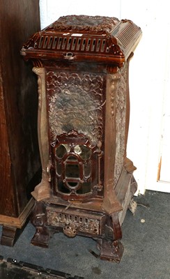 Lot 1408 - A Large Victorian Enamalled Cast Iron Stove,...