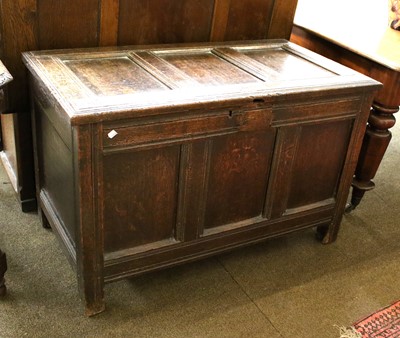 Lot 1217 - An 18th Century Three Panel Oak Coffer,...