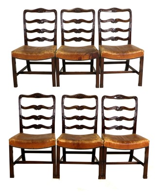 Lot 1348 - A Set of Six George III Style Carved Mahogany...