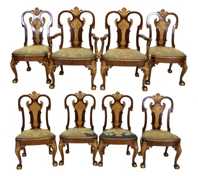 Lot 287 - A Set of Eight (6+2) Queen Anne Style Walnut...