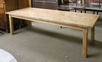 Lot 1124 - A Modern Oak Plank Top Refectory Dining...