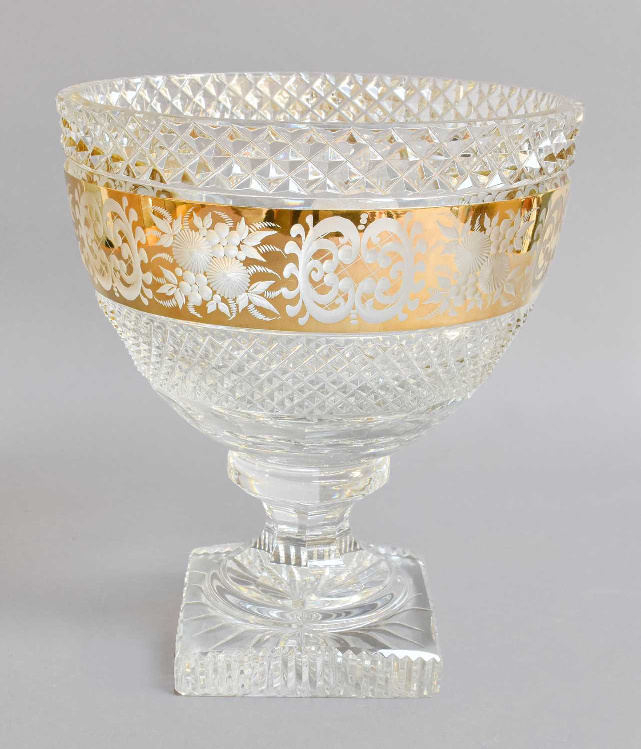 Lot 226 - A Cut Glass Pedestal Bowl, with gilt detail, 21cm