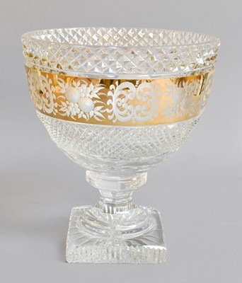 Lot 122 - A Cut Glass Pedestal Bowl, with gilt detail, 21cm