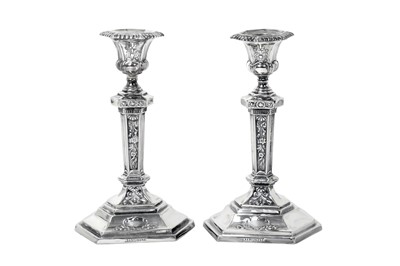 Lot 2284 - A Pair of Victorian Silver Candlesticks