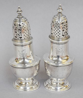 Lot 105 - Two George II Silver Pepperettes, One by...