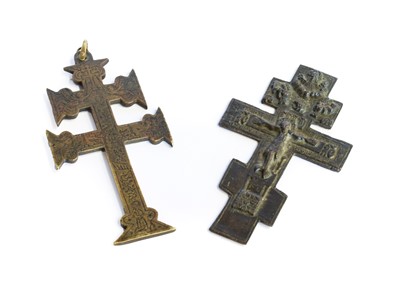 Lot 503 - An Orthodox Bronze Crucifix, in 14th century...