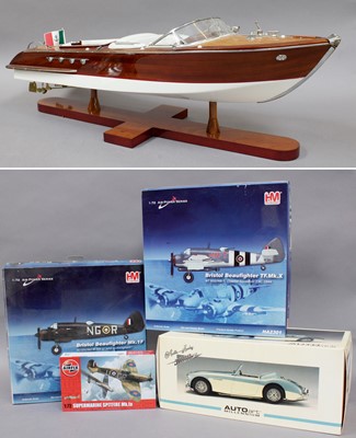 Lot 307 - Scale Wooden Model of a Speedboat, together...