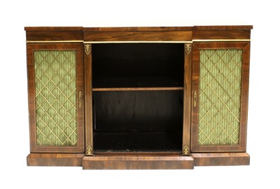 Lot 358 - A Regency Rosewood and Brass-Inlaid Breakfront...