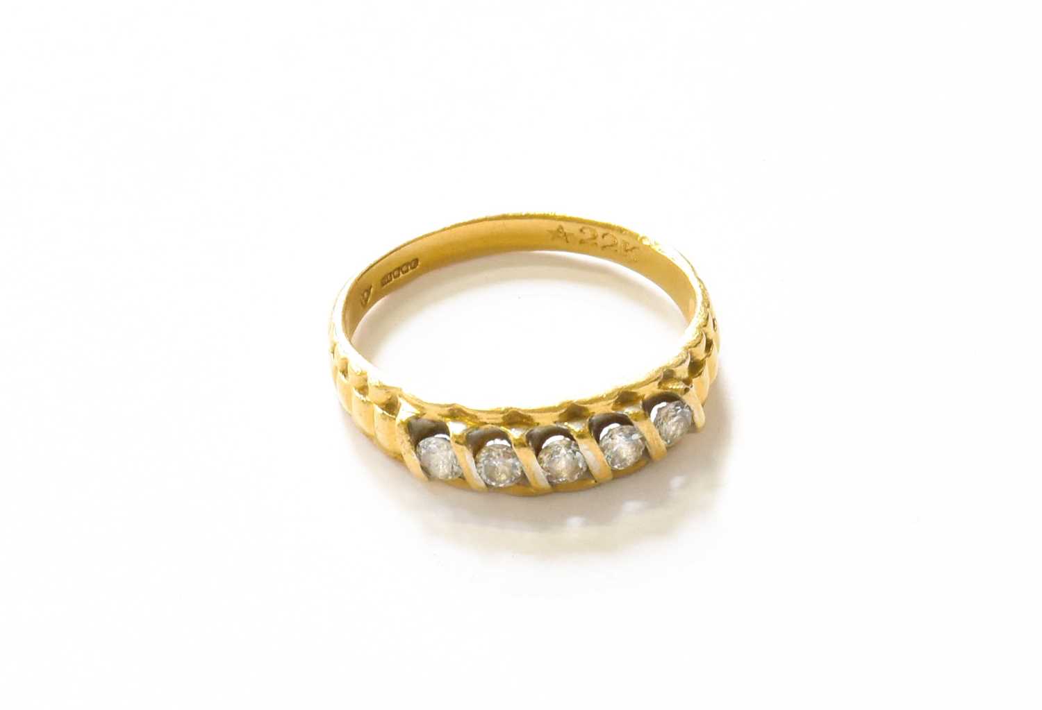 Lot 44 - A 22 Carat Gold Paste Five Stone Ring, finger...