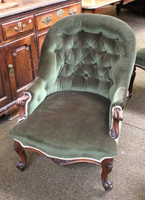 Lot 1157 - A Victorian Button-Back Nursing Chair, of...