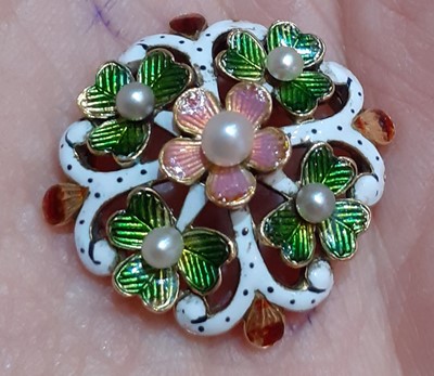 Lot 2060 - An Edwardian Enamel and Pearl Brooch the...