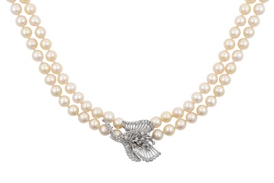 Lot 2057 - A Double Row Cultured Pearl Necklace, with A...