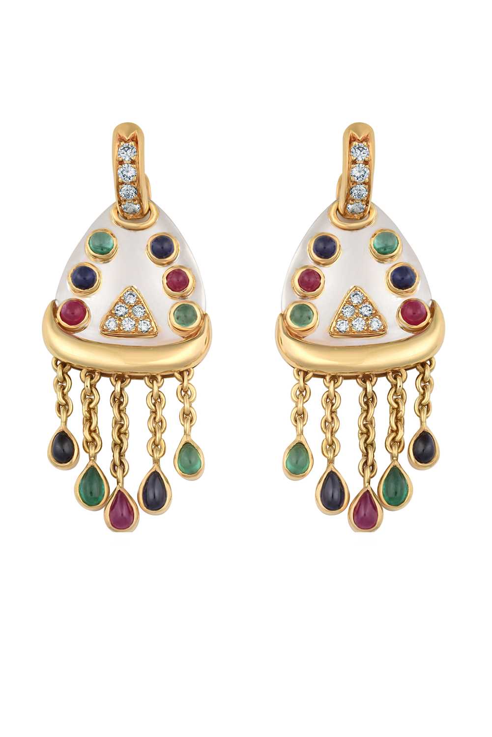Lot 2042 - A Pair of Ruby, Sapphire, Emerald and Diamond...