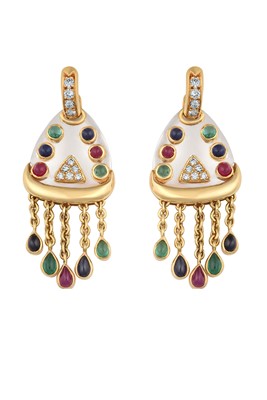 Lot 2042 - A Pair of Ruby, Sapphire, Emerald and Diamond...