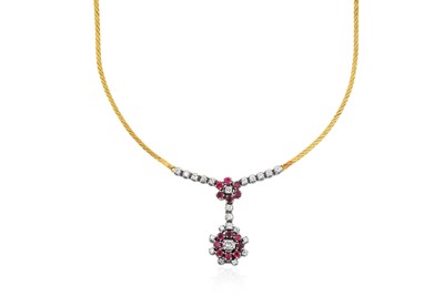 Lot 2247 - A Ruby and Diamond Necklace a round brilliant...