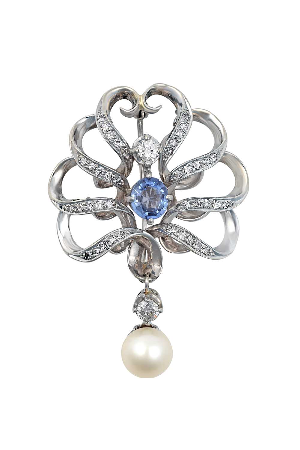 Lot 2134 - A Sapphire, Diamond and Cultured Pearl...