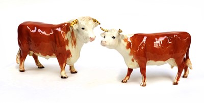 Lot 153 - Beswick Hereford Cattle Comprising: Bull,...
