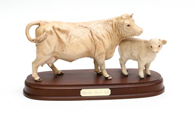 Lot 140 - Beswick Charolais Cow and Calf, model No....