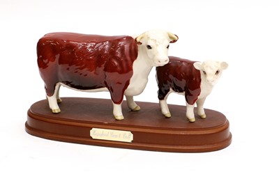 Lot 156 - Beswick Hereford Cow and Calf, model No. 1360...