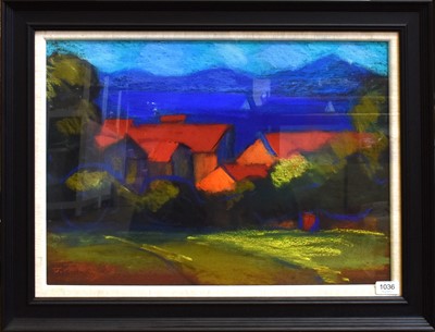 Lot 1036 - John Mackie (b.1953) Red rooftops Signed and...