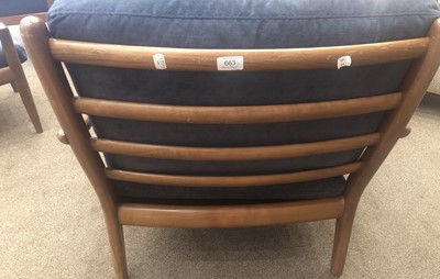 Lot 663 - A Pair of 1960s Beech Framed Lounge Chairs,...
