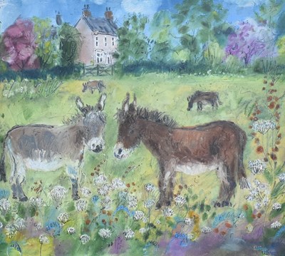 Lot 1049 - Selina Thorp (b.1968) "Four Donkeys" Signed,...