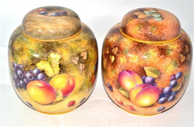 Lot 94 - A Pair of Royal Worcester Porcelain Ginger Jars and Covers, painted by D S Hinnie and S Weston,...