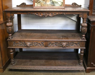 Lot 1096 - A Victorian Carved Oak Two-Tier Buffet, 122cm...