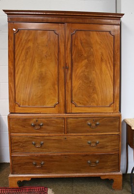 Lot 1219 - A George III Mahogany Linen Press, the upper...