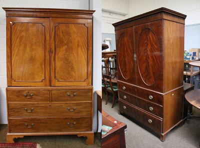 Lot 1219 - A George III Mahogany Linen Press, the upper...