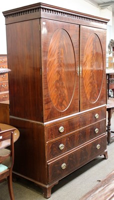 Lot 1194 - A George III Mahogany Linen Press, the upper...