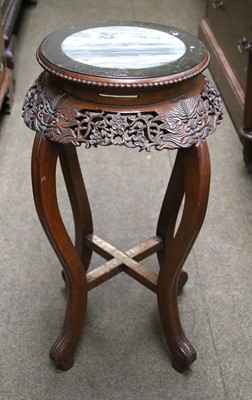 Lot 1119 - A Chinese Carved Hardwood Marble Top...