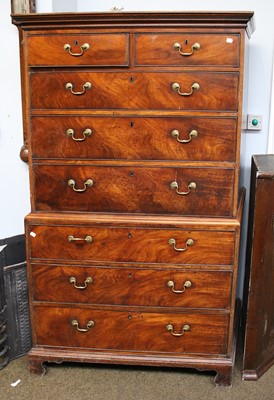 Lot 1198 - A George III Mahogany Chest on Chest, with...