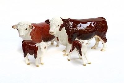 Lot 154 - Beswick Hereford Cattle Comprising: Polled...